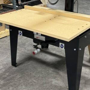 Lower Elevation Kit with crank handle below the radial arm saw table