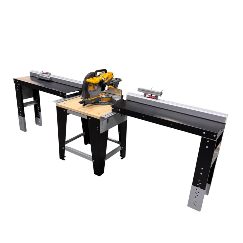 wood cutting station with miter saw